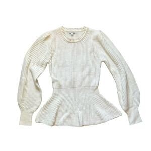 Ophelia Rose Ivory Peplum Sweater Blouse: Y2K, Modern